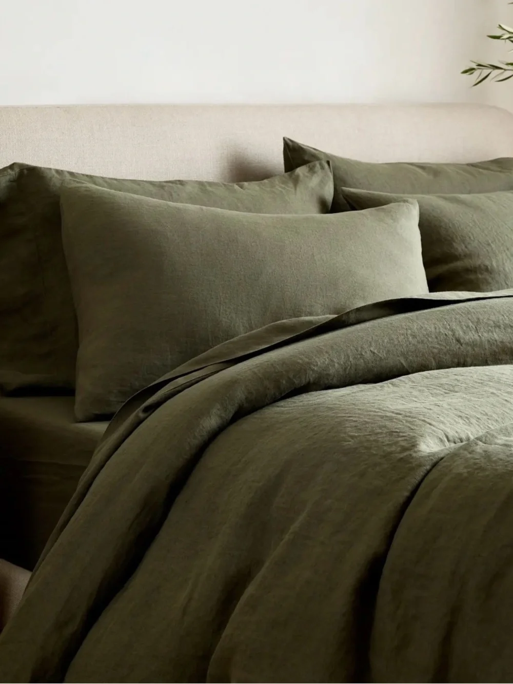 Quince 100% European Linen Standard Shams Set of 2 Dusty Olive